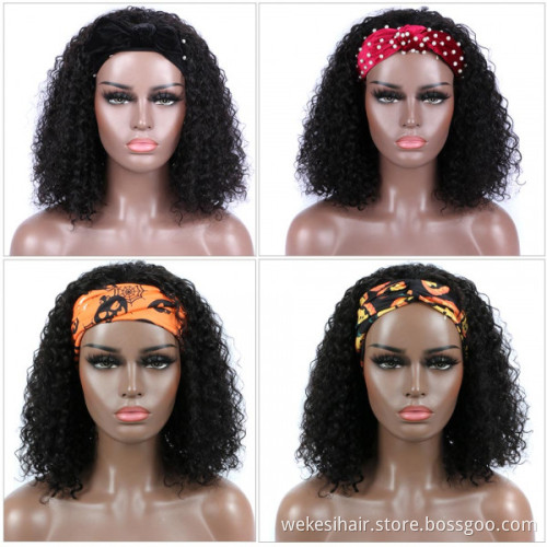 Headband Wigs Brazilian Scarf Perruque Bandeau Headband Wigs For Black Women Deep Curly Gluess Headband Wigs Human Hair